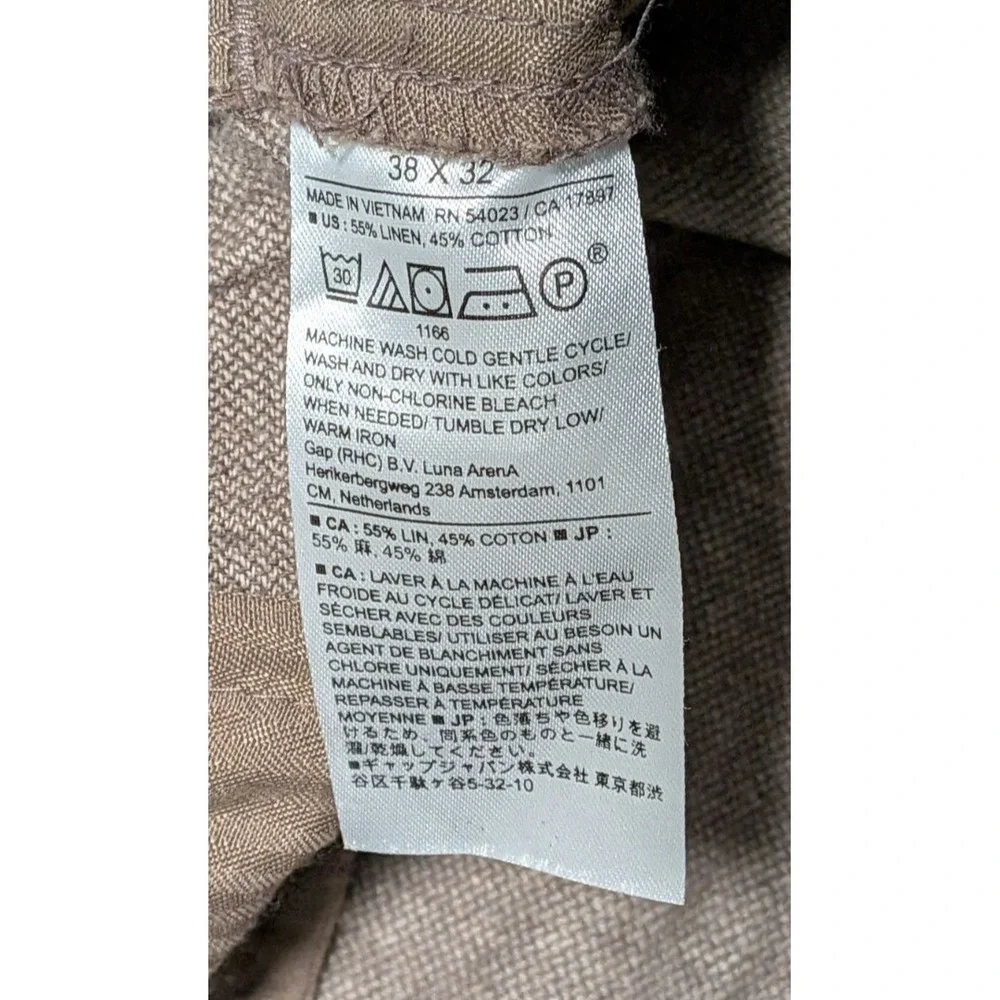 Banana Republic Men's Brown Linen Cotton Drawstring Athletic Fit Pant Size 38x32